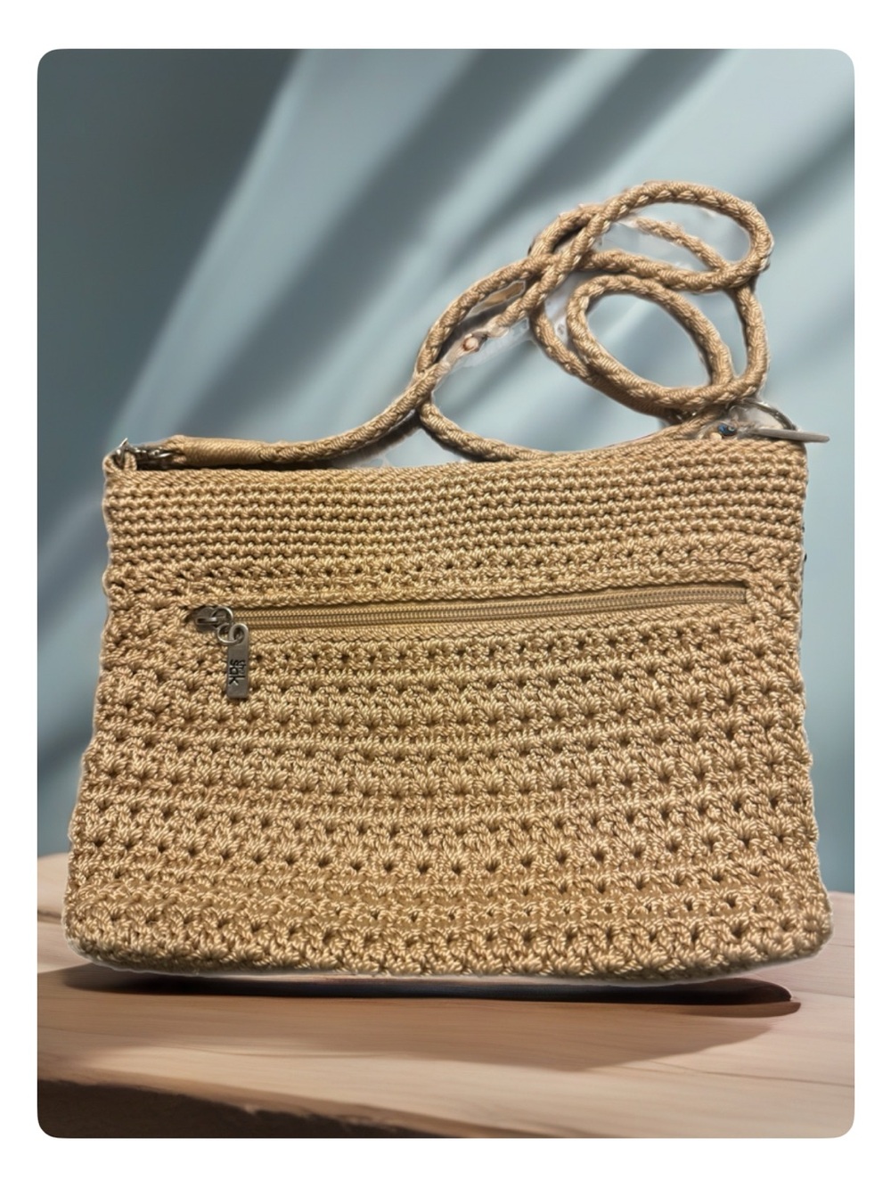 The Sak Natural Tan Braided Crossbody Bag